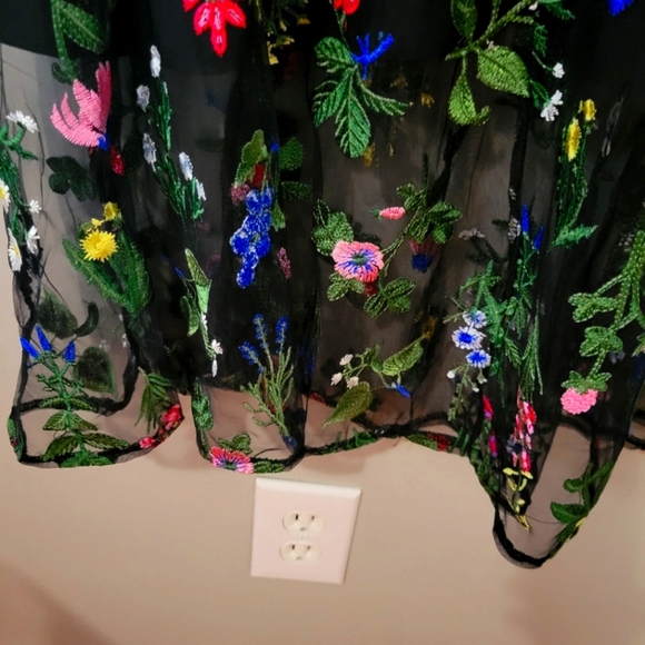 Sam Edelman Floral Embroidered Mesh Sheer Midi Dress. S 14. Fairy Dark Romance - Picture 6 of 8